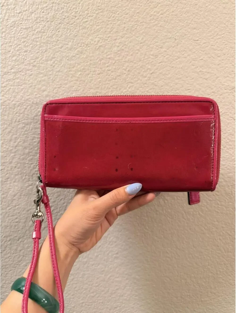 Coach Hot Pink Patent Poppy Wallet with Wristlet Strap